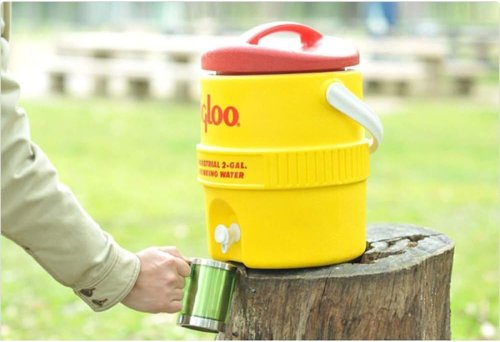 Igloo Beverage Cooler - 2 Gallon Capacity | Bright Yellow and Red Design for Outdoor Fun