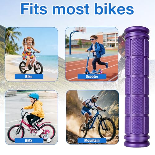 Bicycle Handlebar Grips - 2 Pairs Soft Rubber - Purple