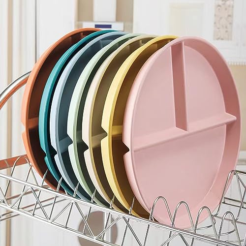Divided Dinner Plates - 9 Inch, Eco-Friendly Wheat Straw, 5 Colors
