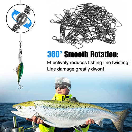 High Strength Fishing Swivels & Snaps - 60pcs Stainless Steel