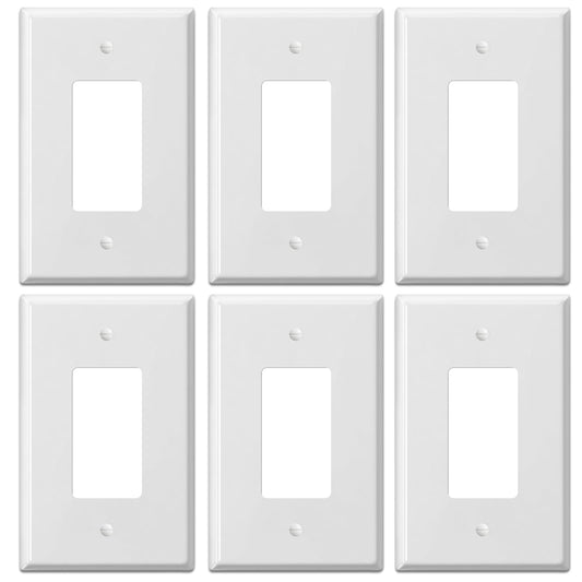 BKDEORS Jumbo Decorator Wall Plate Covers 1-Gang Oversize Outlet Cover Plate 5.5" x 3.5" Impact Resistant for Electric Outlets Light Receptacle Outlets GFCI Switches, White (6 Pack)