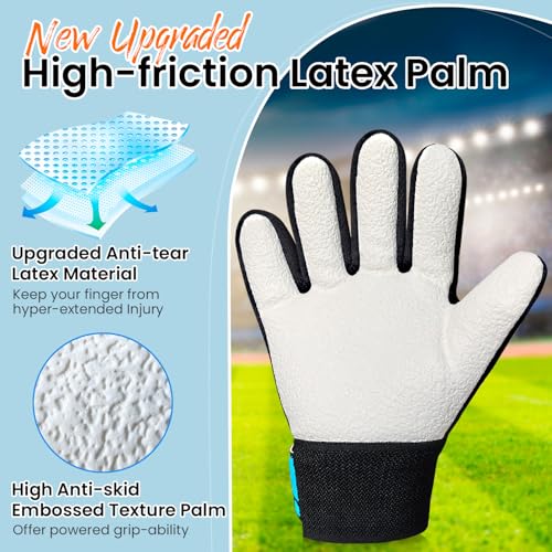 Goalkeeper Gloves for Kids - Size 6 Blue, Anti-Skid Latex