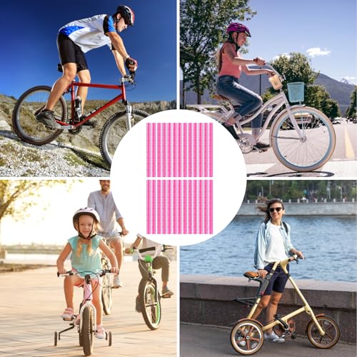 Reflective Spoke Covers for Bicycle - 36 Pcs Pink Set