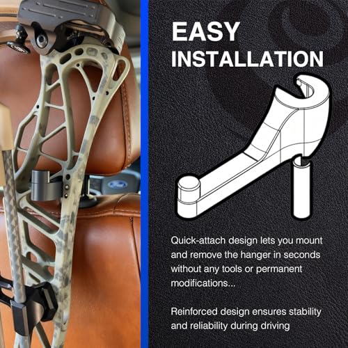 Universal Compound Bow Hanger for Vehicle Headrest - Tool-Free Installation