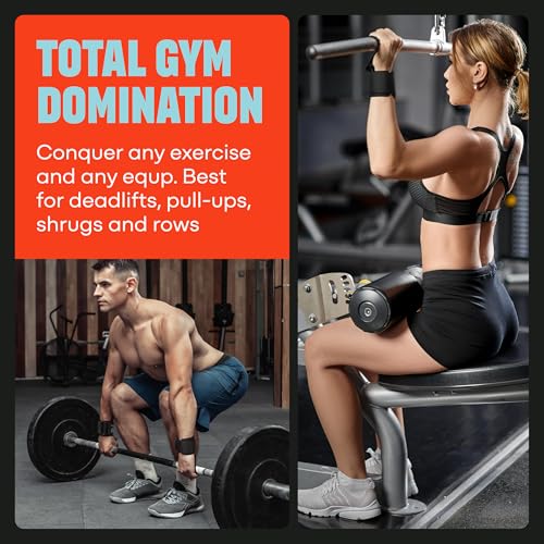 Heavy Duty Weightlifting Hooks with Wrist Straps for Powerlifting and Gym