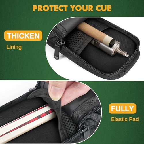 Pool Cue Case - 1x1 Soft Stick Bag with Accessory Pocket - Black