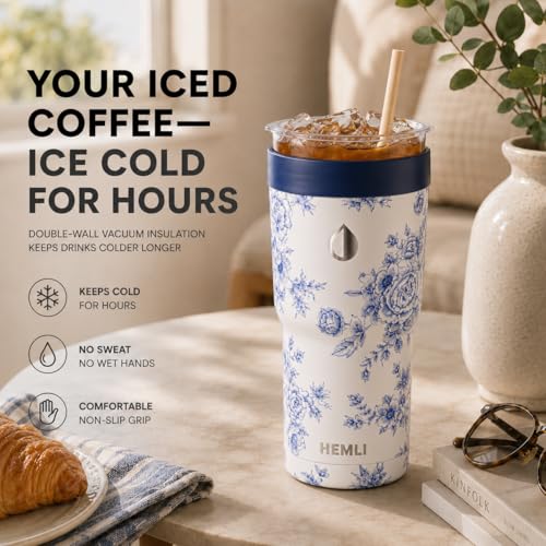 Hemli Iced Coffee Sleeve Universal 16–24 oz Insulated Koozie - Red Purple