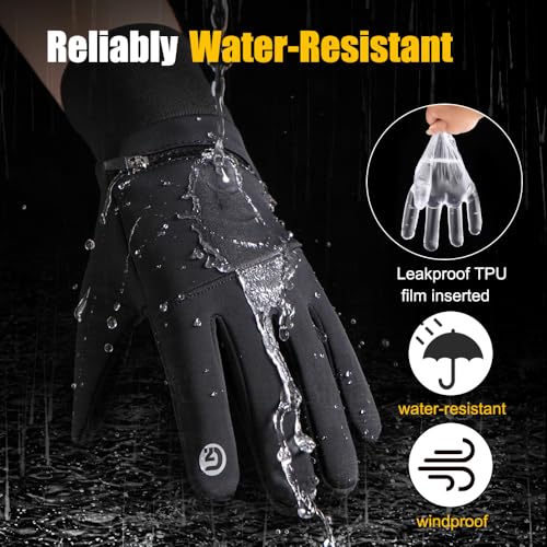 Yunkevivo Large Waterproof Touchscreen Winter Gloves for Men Women - Thermal Snow Gloves for Running Cycling