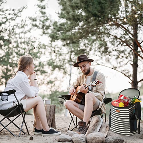 Vankor Insulated Backpack Cooler Bag 33/45 Cans with Leakproof PEVA - Black White Stripe, Adjustable Straps