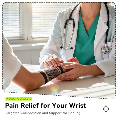 Copper Wrist Compression Sleeve - Breathable Support for Pain Relief (Small)