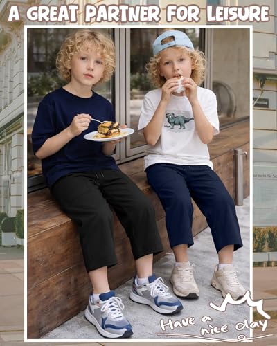 JoyMotion Boys' Capri Pants 3-Pack for Ages 14-16, Black, Gray, Navy
