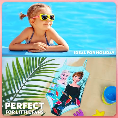 Girls One-Piece Swimsuit Stretchy Bathing Suit - Blue Frozen, 9-10 Years
