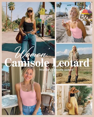 Women's Cami Bodysuits 3 Pack - Camel, Pink, Black - Large