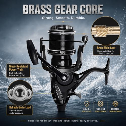 SAMOLLA Heavy Duty Saltwater Spinning Reel 55LB Max Drag 6+1 Bearings, CNC Metal Body, High Speed Gear Ratio 4.1:1, 8000-12000 Series