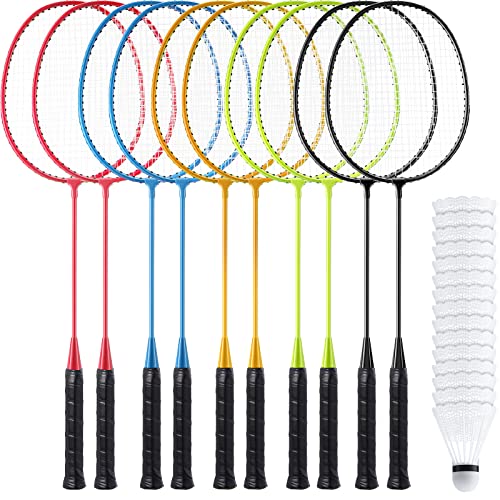Woanger 5-Set Badminton Racket Set with Shuttlecocks – Lightweight, Colorful Pro-Backyard