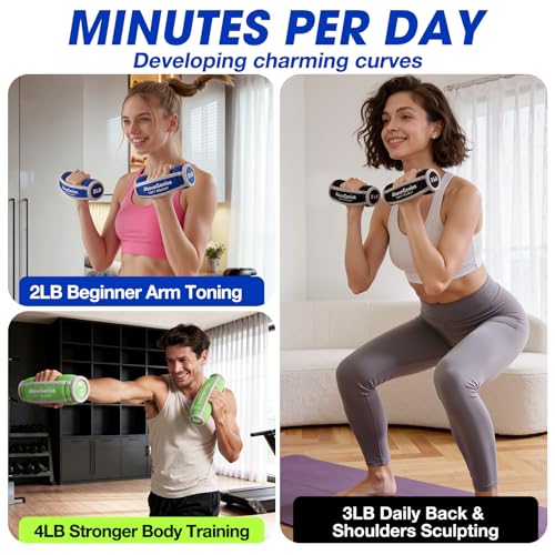 AboveGenius 18Lb Soft Hand Weights Set with Variation in Blue, Black, Green for Home & Fitness