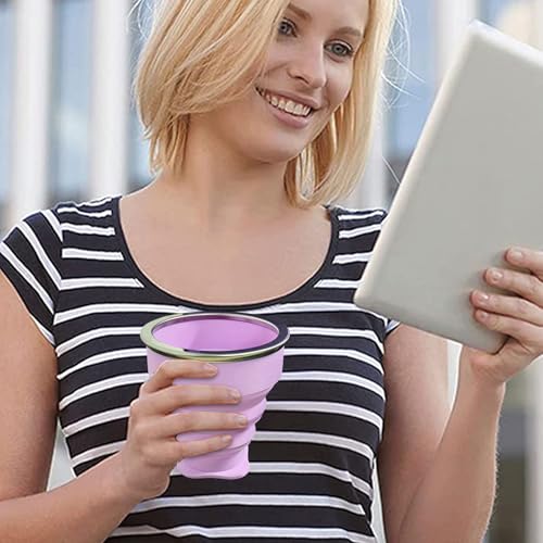 Collapsible Silicone Travel Cup - Light Purple, Expandable & Reusable