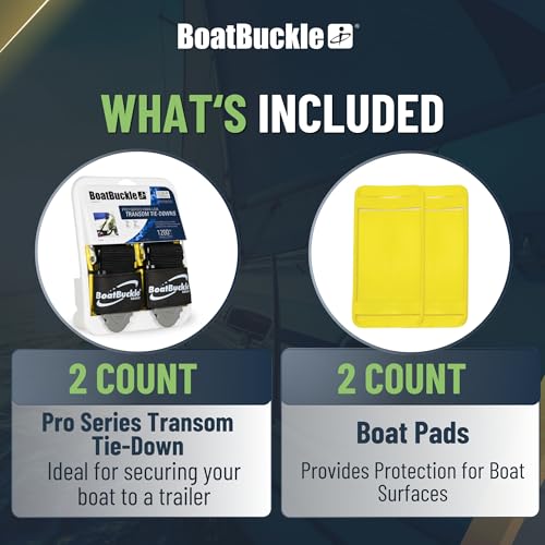 BoatBuckle Pro Series Kwik-Lok Transom Tie Downs, 2 in x 6 Ft, 2-Pack