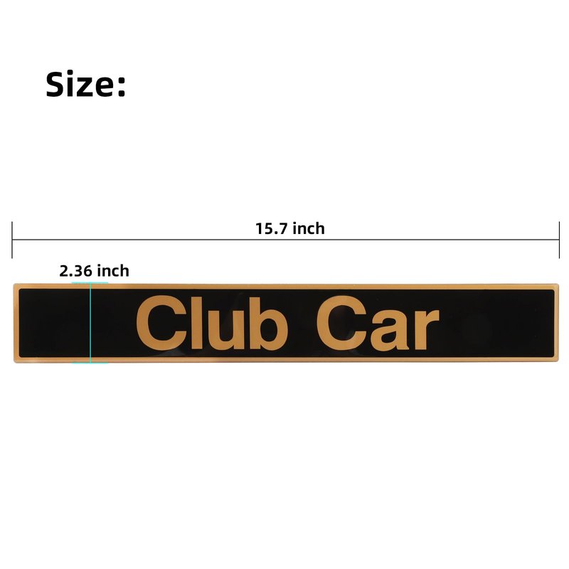 Roykaw Club Car Front Name Plate/Emblem for Precedent Golf Cart Models, Replaces OEM # 102502601- Black/Gold