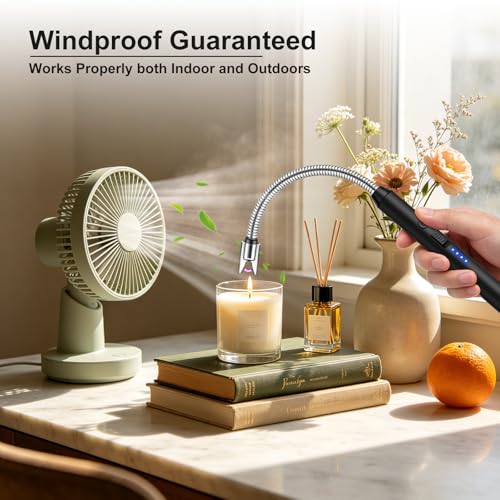 Rechargeable Candle Lighter - 2 Pack with 360° Flexible Neck - Double Black