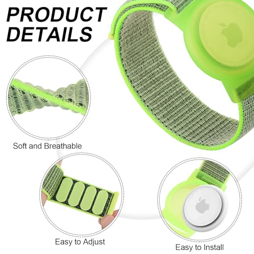 Adjustable Nylon AirTag Bracelet for Kids - Blue & Green, Large (5.1"-7.4")