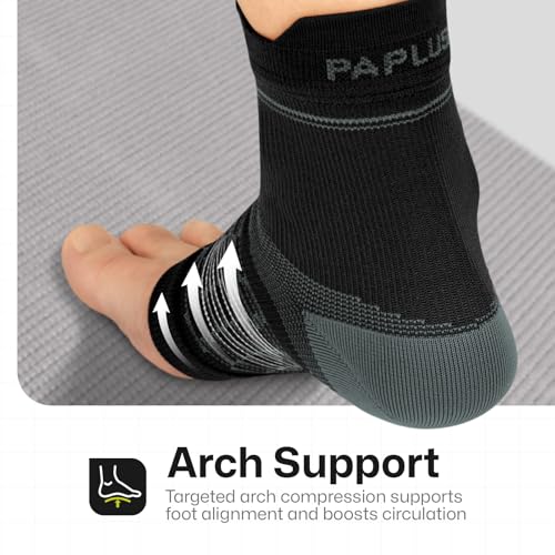 Plantar Fasciitis Socks - Ankle Compression Sleeve with Arch Support - Black (3 Pairs)