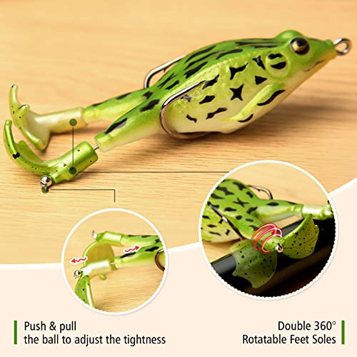 Topwater Frog Lure Kit - Realistic Prop Frog Soft Swimbait 2-1