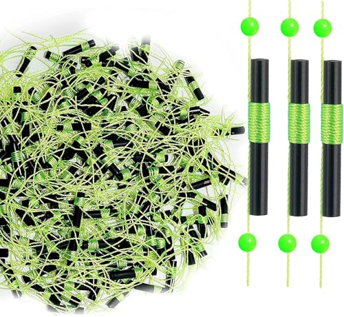 Fishing Bobber Stops with Glow Beads - Green, 50 Pieces