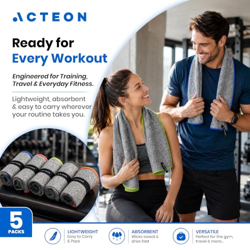 Microfiber Gym Towels - Quick Dry Odor-Free 5 Pack - 16x30.5 Inch