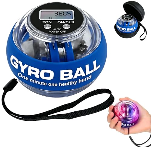 Gyro Ball Hand Exerciser with Counter & Colorful Lights - Blue