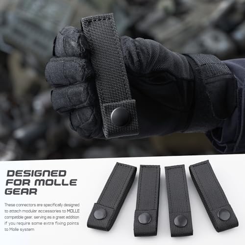 Molle Straps 4" for Tactical Pouch - 4Pcs, Black