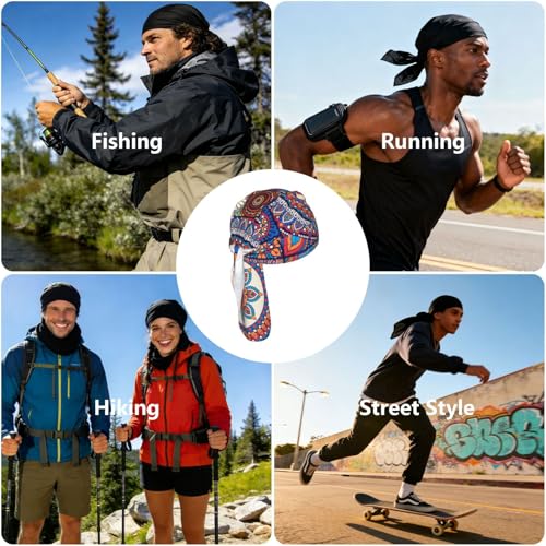 Cooling Bandana Skull Cap - Breathable Helmet Liner, Bohemian Mandala
