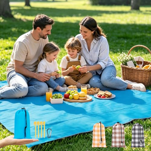 Extra Large Waterproof Beach Blanket - 57"x60" - Blue