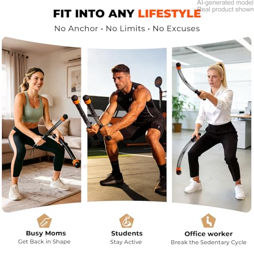 Cordless Battle Ropes for Full Body HIIT Workout - Black