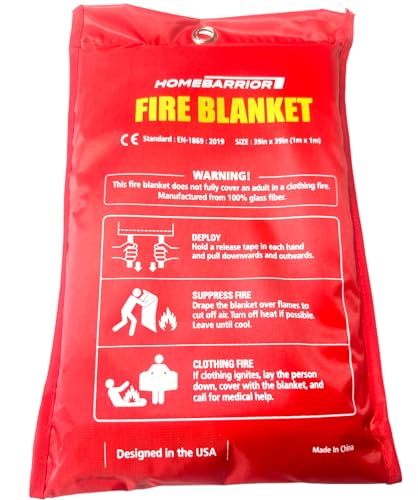 Emergency Fire Blanket - 39x39 Inch Flame Retardant Fabric, 1 Pack