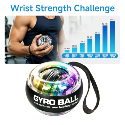 Gyroscopic Hand Exerciser with Color-Changing Light - 1-Pack