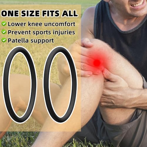 Patellar Tendon Support Strap - 4pcs Silicone Knee Bands, Black - Medium