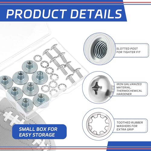 Football Backplate Screws Set - Round Silver - 4 Pieces