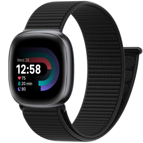Nylon Replacement Bands for Fitbit Versa 4/3 & Sense - Black