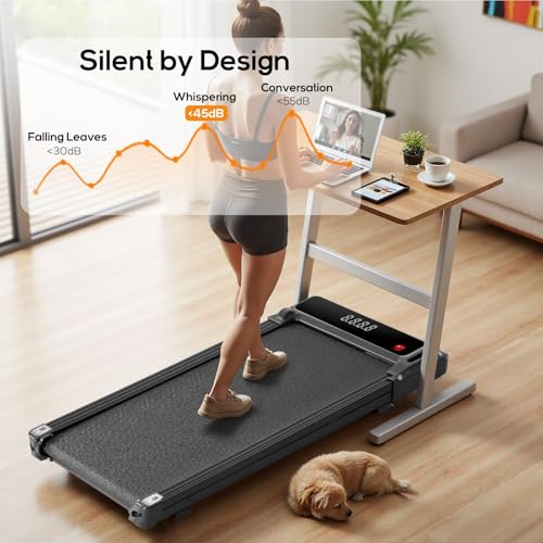 Portable Under Desk Treadmill - Compact Quiet Walking Pad - Black