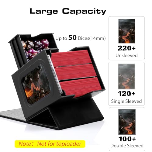 MAKHISTORY Black Patented Commander MTG DekBox with Dice Tray & Card Holder