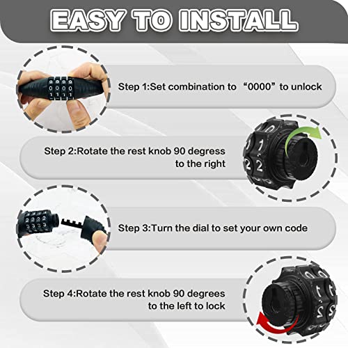 Heavy Duty 4-Digit Combination Bike Lock Cable - 2 Pcs