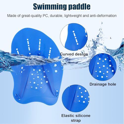 Blue Hand Paddles for Swimming Training, 2pcs Lap Pool Practice Equipment