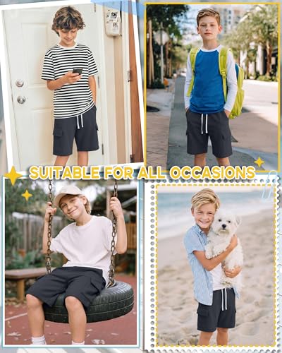 Boys Cargo Shorts - Dark Gray, 10-11 Years