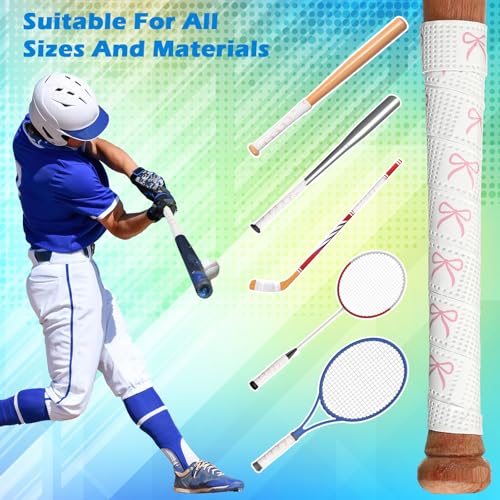 Baseball & Softball Bat Grip Tape - White/Pink Bow - 1.1mm