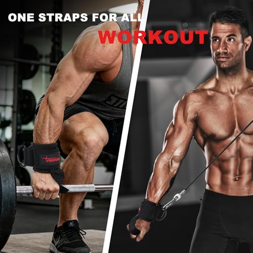 JWPFD Black M Lifting Straps with D Ring for Weightlifting, Cable Machine, Wrist Support