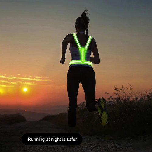 iOCSmart LED High Visibility Reflective Vest, Adjustable Hi Vis Sports Gear Safety Vest with Waterproof Phone Storage Bag Key Case for Walking the Dog, Running, Cycling, Motorcycle