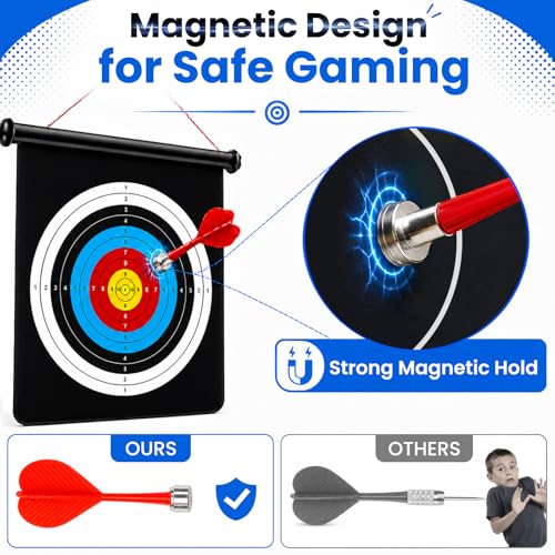 Rainbow Magnetic Dart Board for Kids - Double-Sided Indoor & Outdoor Toy Set