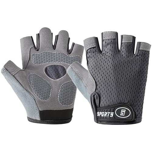 Kids Fingerless Sports Gloves for Cycling & Fishing - Grey - 7-15 Years