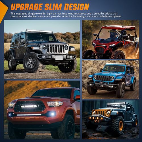 Nilight 21 Inch White Slim LED Light Bar - 52 LED Single Row Spot Flood Combo Offroad Lighting